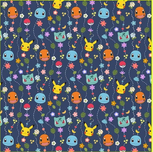 Pocket Monster Mobile Pokemon Pikachu Fabric made in Korea by the Half Yard