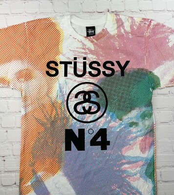 早い者勝ち!【日本完売カラー有】Stussy 25SS ラグラン L/S Tee Stussy N4 All Over Print Multi Color White T Shirt Tee Men's