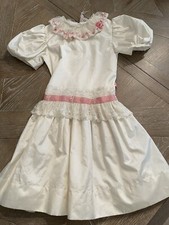 Vintage Sylvia Whyte Designer White Christening Flower Girl Dress Size 6