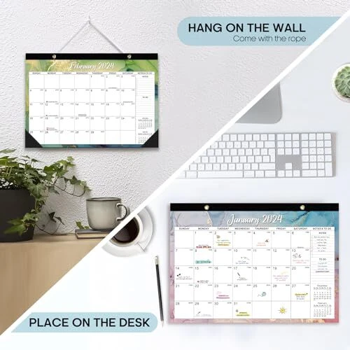 2024-2025 Desk Calendar 18 Months Large Desk/Wall Calendar for Office Home  | eBay