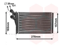 Van Wezel 03006097 heat exchanger, interior heating for, Audi, Skoda, VW
