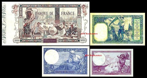 2x 5, 10, 20, 5000 Francs - Édition 1916 - 1937 - Reproduction - 14 - Photo 3 sur 7