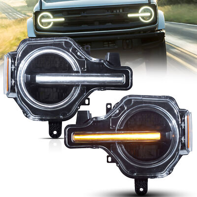VLAND FULL LED Headlights For Ford Bronco 2020-2023 Front Headlamps Assembly L+R