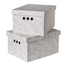 2pc Decorative Storage Boxes Home Office Box Organiser XLarge Rose
