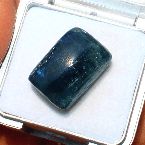 28 Cts Cianite Blu Naturale Alta Qualità 20x13,6mm Cuscino Cabochon Pietra Preziosa Sciolta - Foto 10 di 11