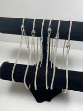 Mesh Necklace Chain Bulk Silver Plated 20 inch Heart toggle closure 6 pcs