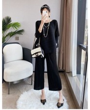 Pleats Please Issey Style Pleated Long SleeveTop and Trousers Set, Pleated Suit