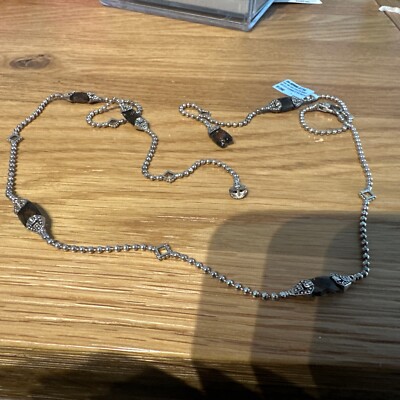 $1250 LAGOS CAVIAR 18K GOLD & 925 SILBER Rauchquarz HALSKETTE 34''