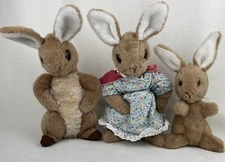 Lot Of 3 Vintage Eden Mrs. Rabbit Flopsy Beatrix Potter Cottontail Bunny Plush