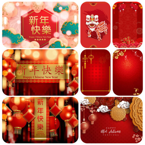 Happy New Year Photography Background Spring Festival Red Backdrop Wall Decor - Afbeelding 1 van 31