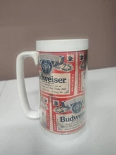 Vintage Budweiser Thermo-Serv Insulated Plastic Beer Mug Made In USA