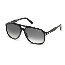 NWT Tom Ford Raoul FT0753 01B Shiny Black/Gray Gradient 57 mm Sunglasses NEW