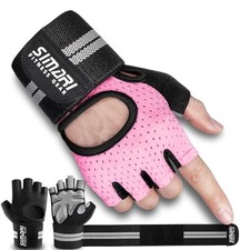 SIMARI BREATHABLE WORKOUT GLOVES MEN WOMEN PADDED WEIGHT LIFTING SMALL - PINK