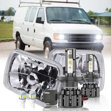 Faros LED cuadrados haz sellado 2 piezas para Ford E-150 E-250 E-350 H6054 7x6" 5x7