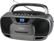 Jensen CD590GR Bluetooth Boombox CD Cassette Recorder AM/FM Gray  New Speaker 
