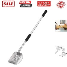 Metal Cat Litter Scoop with Deep Shovel Long Handle,Detachable Stainless Stee...