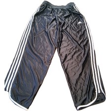 Vintage 90  s Y2K Baggy Adidas Track Pants Men Sz L Black Breakaway Snaps Stripes