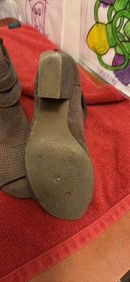Real Nice Ladies Open Toe 3  Heel Zipper Backs Shoes 6M Brown