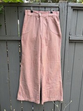 70s Vintage Pink Gauzy Cotton Women  s Bell Bottom Pants Waist 28x32 Bohemian