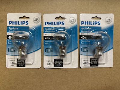 Lot of 3 Philips 40W S11 Appliance Bulb 2800K