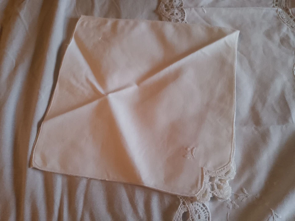 Nappe Carrée+ 4Serviettes Brodé À La Main Atelier De La Rinière Neuf Emballé - Photo 3/4