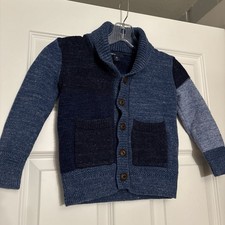 Gap Kids Boys Multi Tone Blue Button Up Cardigan With Pockets Sz 4/5