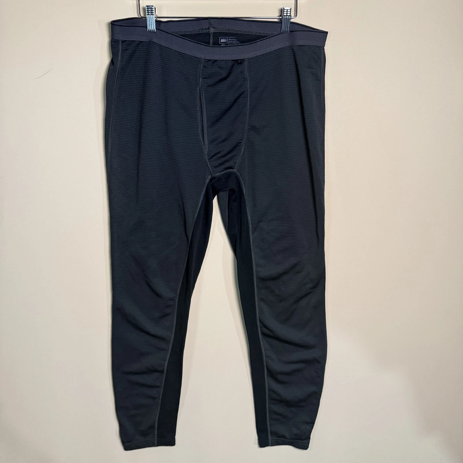 REI Waffle Knit Thermal Base Layer Pants Forge Grey Black Men's Size Large L