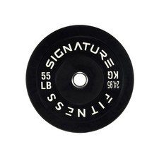 Signature Fitness 2" Olympic Bumper Plate Weight Plates with Steel Hub, 55LB Sin