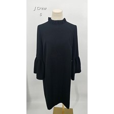 J.Crew Ruffle Neck Shift Dress – Black – Size 6