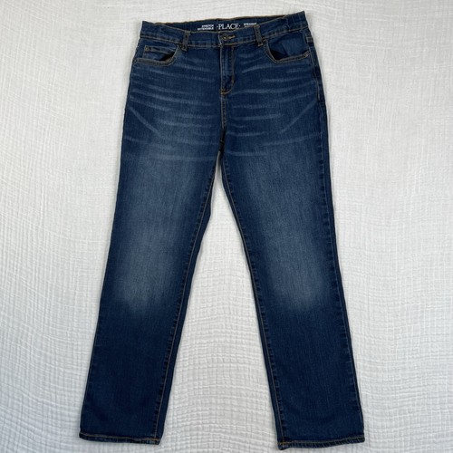 Childrens Place Straight Stretch Jeans Boys 14 Husky Adjustable Blue Denim
