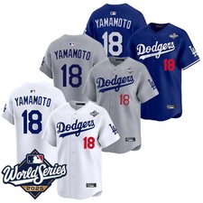 Men's Dodgers #18 Yoshinobu Yamamoto 2025 World Series Jersey  Stitched Free Tax