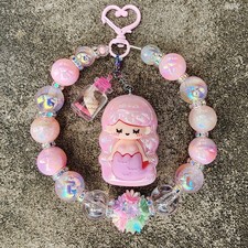 Beaded Kawaii Keychain, Bag Charm, Purse Charm, Bag Clip - Cute Mermaid