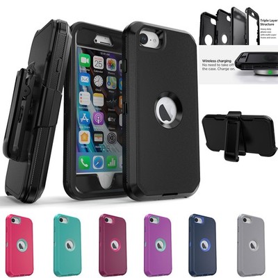For iPhone SE 2 3 Heavy Duty Rugged Hybrid Protective Case Hard Cover /Belt Clip