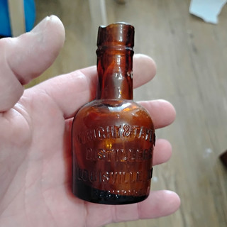 Wright & Taylor Distillers Louisville KY Amber Brown Glass Mini Liquor Bottle