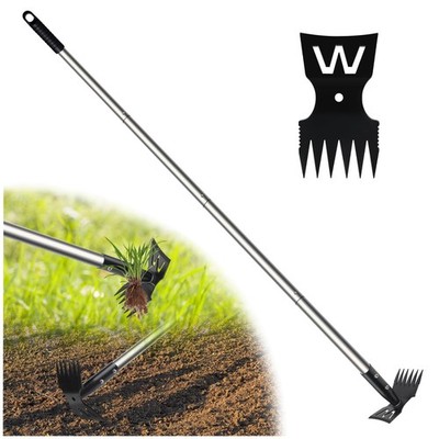 Weed Puller Tool with Long Handle, 60'' Remover Tool, 2 in 1 Rake & Garden Hoe
