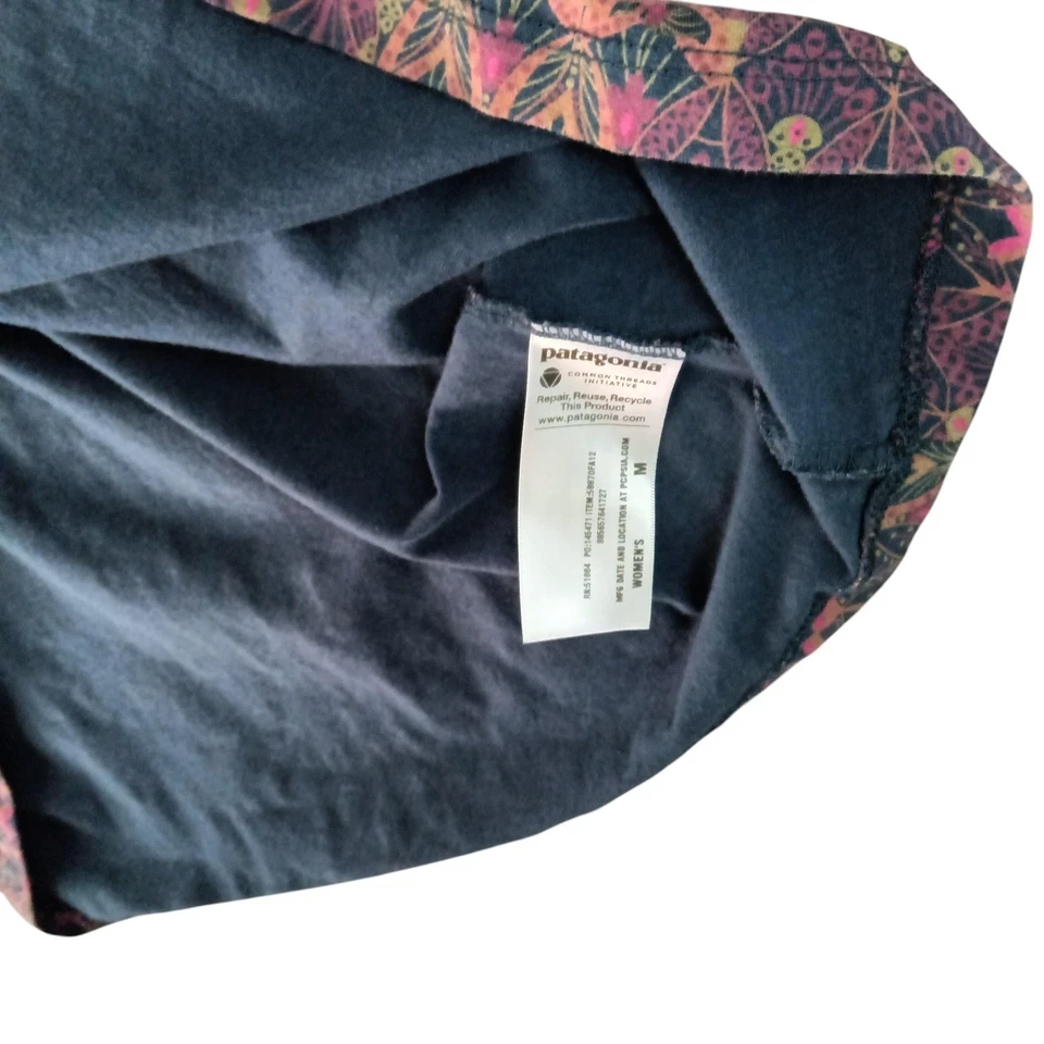 Patagonia Dress Womens Medium Milkmaid Purple Print 3/4 Sleeve Organic Cotton - Image 4 of 4