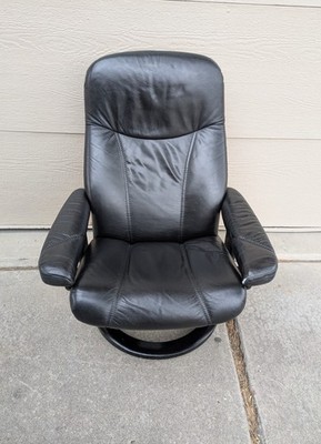 Ekornes Stressless Consul Black Leather Recliner Lounge Arm Chair