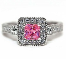 2CT Treated Pink Sapphire  Topaz 925 Solid Sterling Silver Ring Jewelry Sz 7