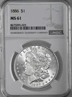 1886-P  $1  MORGAN SILVER DOLLAR  "PHILADELPHIA"   NGC MS61 #8675095-025