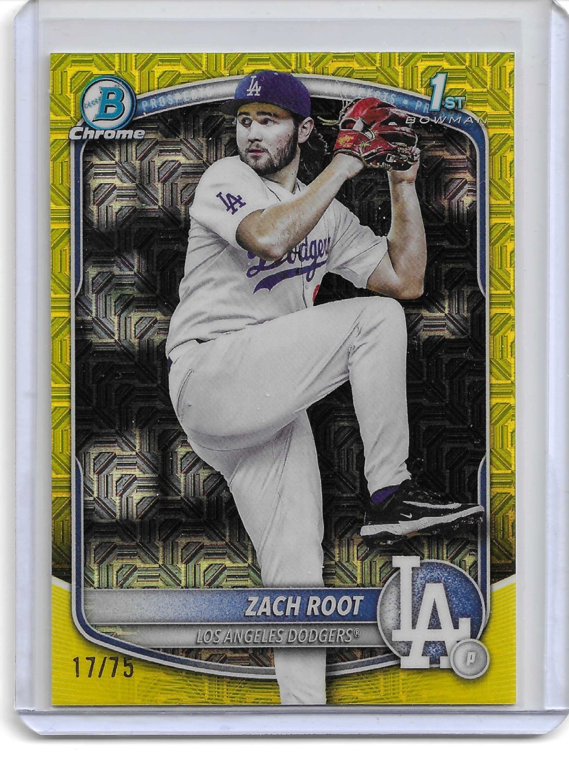 2025 Bowman Draft Chrome 1ST Year Zach Root Yellow Mojo Refractor RC 17/75