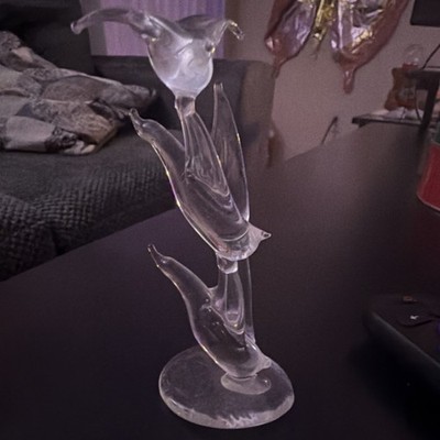 Clear Glass Dolphin Trio Figurine Collectible Sculpture