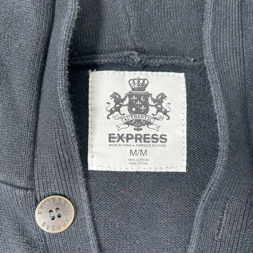 Cárdigan suéter utilitario militar Express para hombre M negro con capucha botón delantero Foto 4 de 4