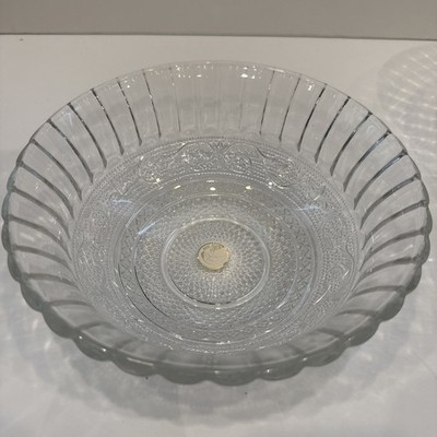 Vintage Crystal Clear Industries Trellis Serving  Bowl Clear Glass 7 1/2 