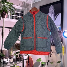 Free Assembly Quilted Jacket Green Orange Contrast Trim XL 14/16 Lightweight