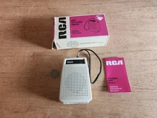 RCA Portable AM Pocket Radio RZG 101J Gray 1970s Vintage Orig Box Tested Works