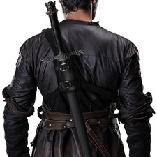 HOMELEX Medieval Leather Back Sword Shoulder Frog - One Size, Black