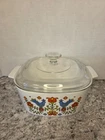 Vintage "Country Festival" CorningWare  A-3-B 3qt w/ Pyrex Lid A-9-C