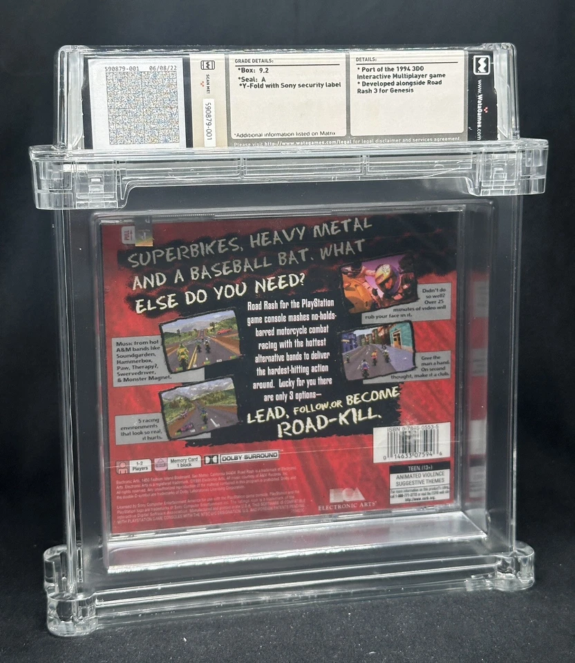Road Rash PS1 PlayStation Sealed! WATA 9.2/A Jewel Case - Image 2 of 2