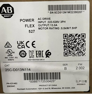 Genuine Allen Bradley 25C-D013N114 SER B PowerFlex 527 7.5HP AC Drive