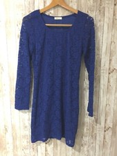 Everly Bodycon Dress Womens Medium Blue Lace Lined Stretch Dress 